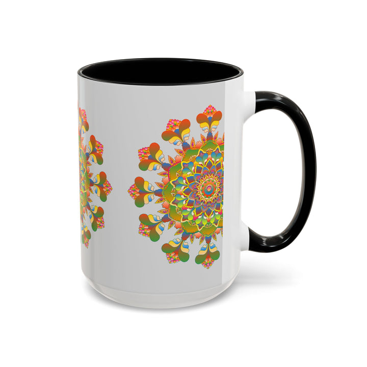 A close-up image of a vibrant and intricately designed Mandala Art Mug