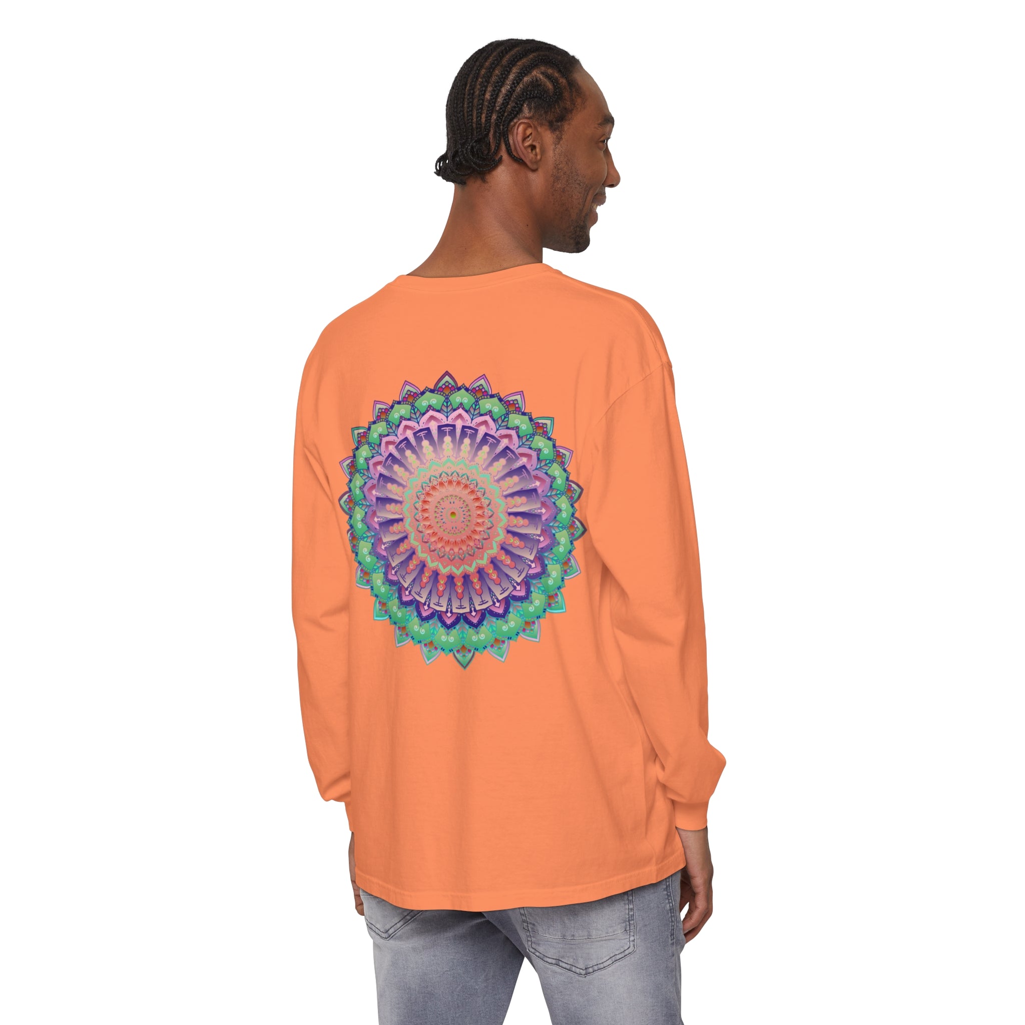 Colorful and intricate mandala design long sleeve t-shirt for men and women