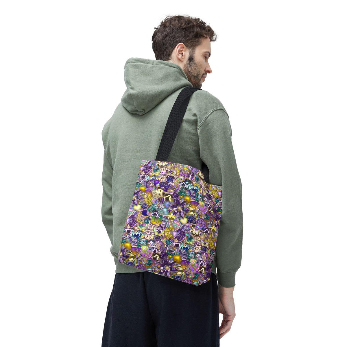 Colorful Purple Floral Pattern Tote Bag