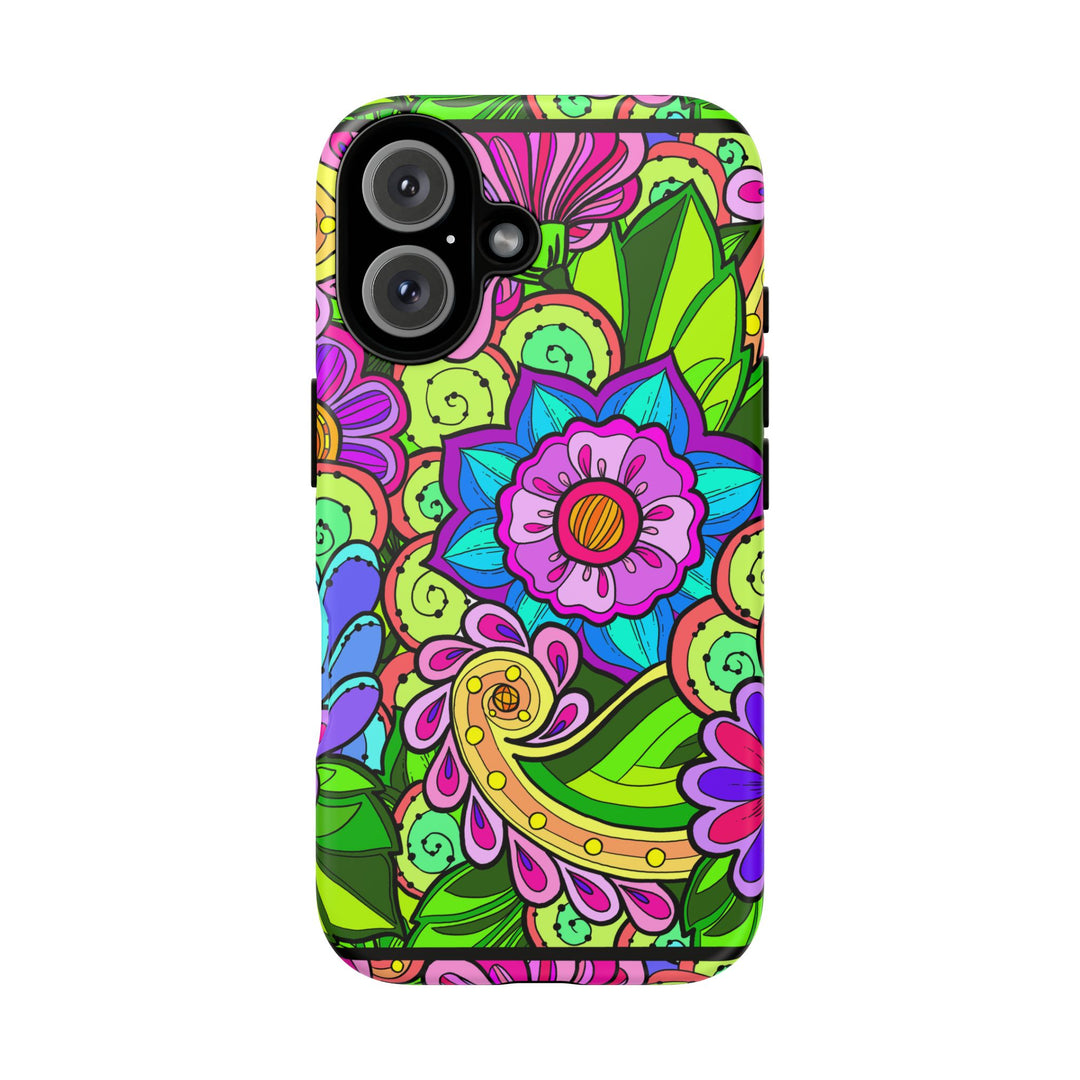 Floral Fantasy iPhone and Google Pixel Case in Bright Green Palette