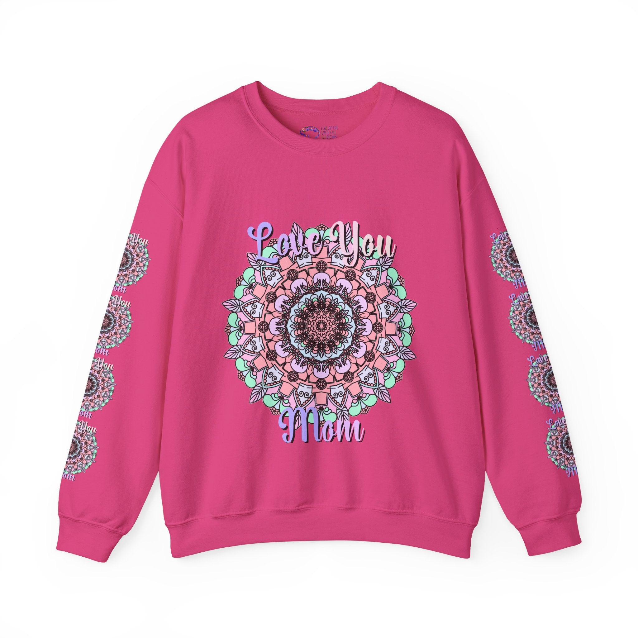 Mandala Inspired Crewneck Sweatshirt for Moms in Soft Pastels