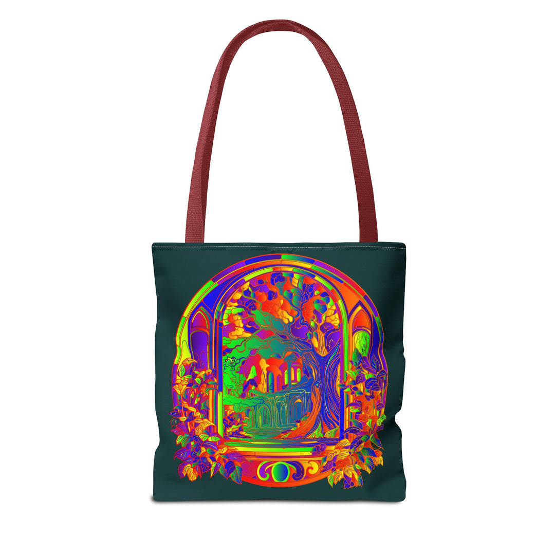 Beautiful Mandala Mystical Nature Tote Bag with intricate floral and leaf design, perfect for carrying your essentials in style