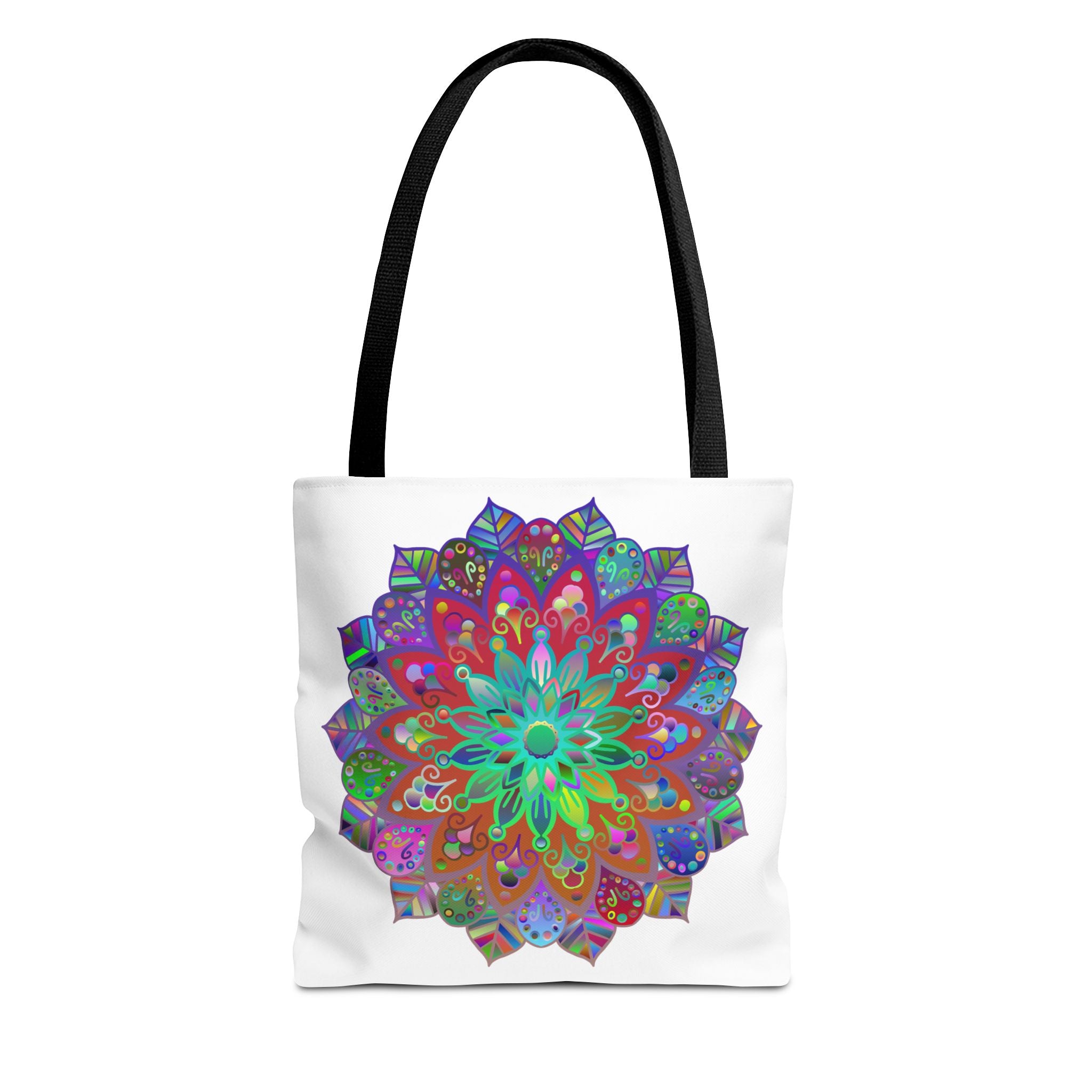 Vibrant and intricately designed Colorful Mandala Tote Bag (AOP) with bold colors and beautiful patterns, perfect for carrying all your essentials in style