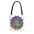 Vibrant and intricately designed Colorful Mandala Tote Bag (AOP) with bold colors and beautiful patterns, perfect for carrying all your essentials in style