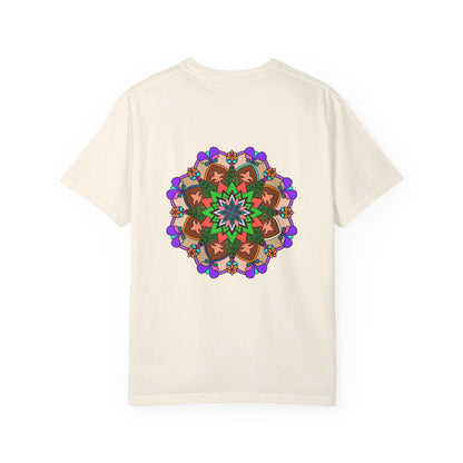 Unisex Mandala T-Shirt featuring hand-drawn mandala art, made from 100% ring-spun cotton and garment-dyed for extra comfort