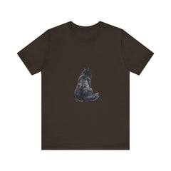 Black cat silhouette t-shirt featuring a cozy and comfortable design