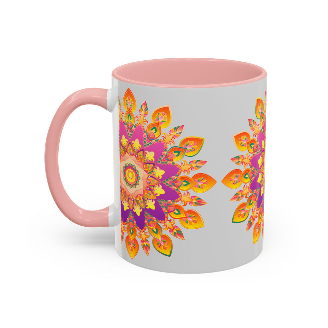 Gorgeous mandala art mug with colorful floral patterns and vibrant colors