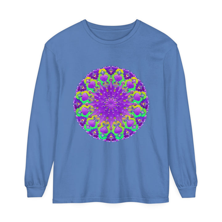 Beautiful purple and green mandala design long sleeve t-shirt for women