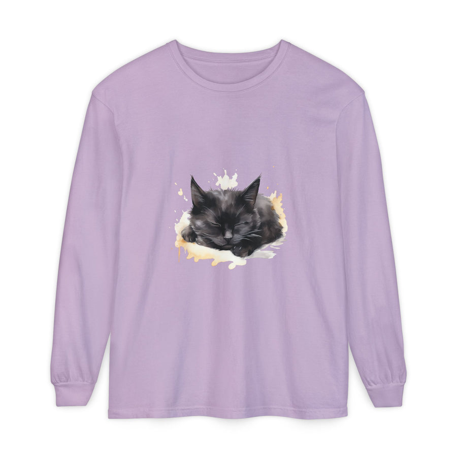Full Sleeve Tee | Sleepy Cat Watercolor
