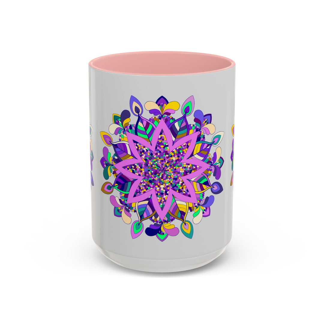  Charming Mug with Mandala Art on Light Grey Background 