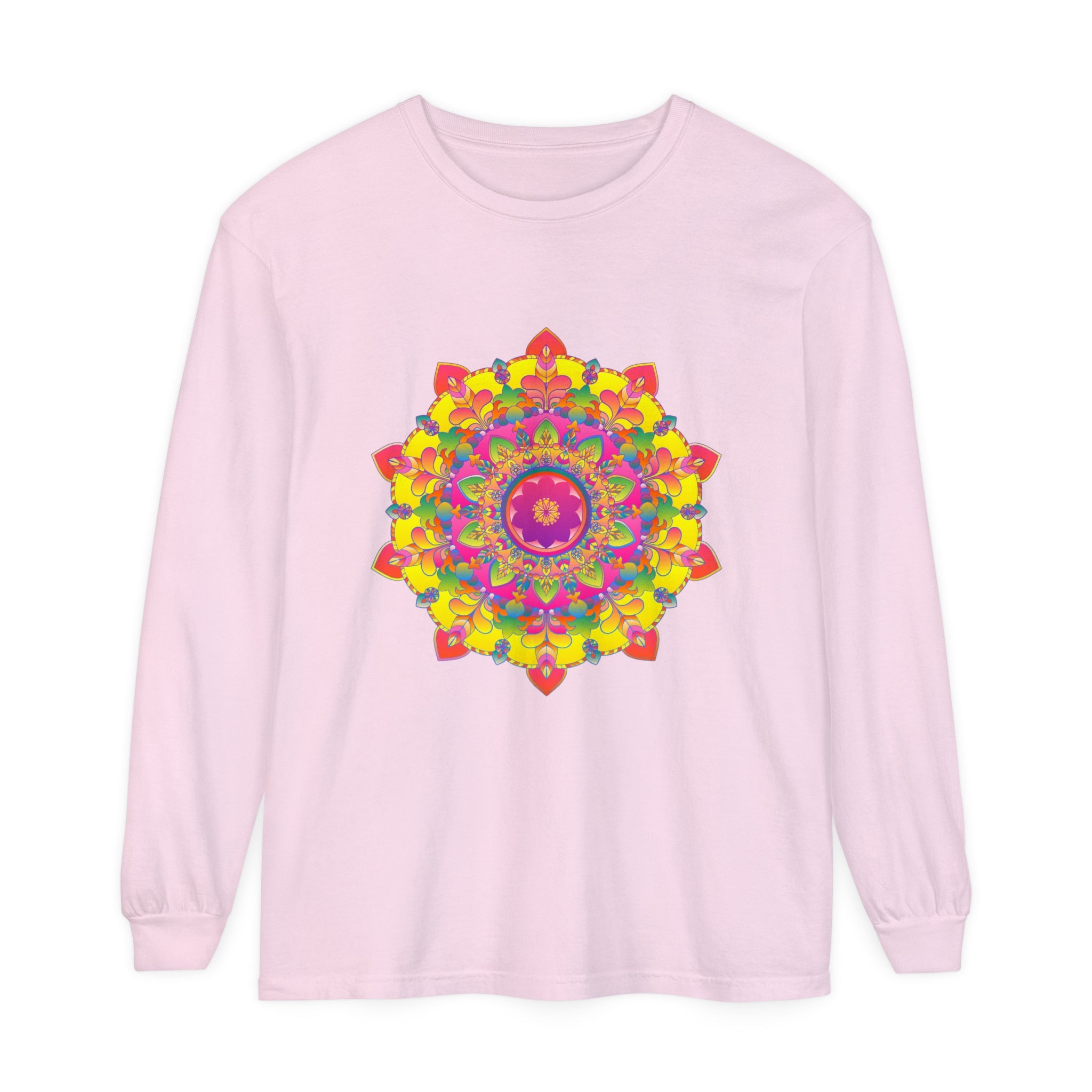 Colorful and intricate mandala design long sleeve t-shirt for women