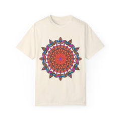 Unisex Mandala T-Shirt featuring hand-drawn mandala art on 100% ring-spun cotton, garment-dyed for extra comfort