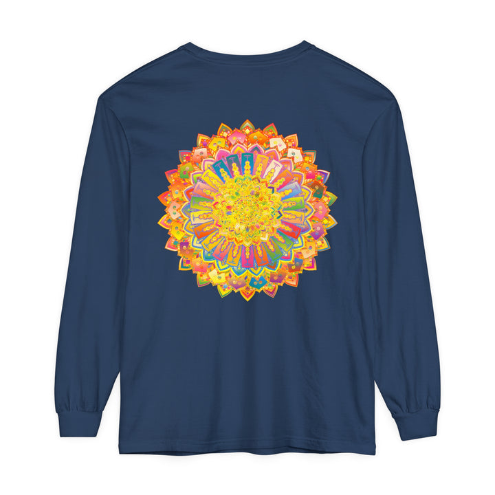 Intricate Mandala Unisex Long Sleeve T-Shirt featuring detailed mandala design in vibrant colors