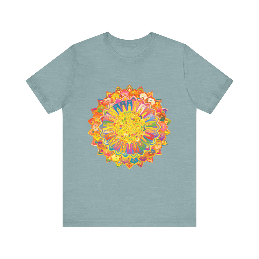 A colorful and peaceful intricate mandala tee, perfect for spreading positive vibes