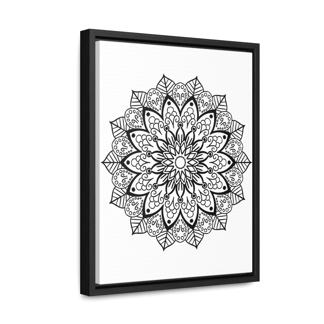 Handcrafted mandala wall art featuring intricate black and white designs on gallery-wrapped canvas