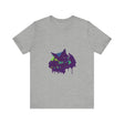 A vibrant and eye-catching Black Cat Mystery t-shirt featuring colorful paint splatter design