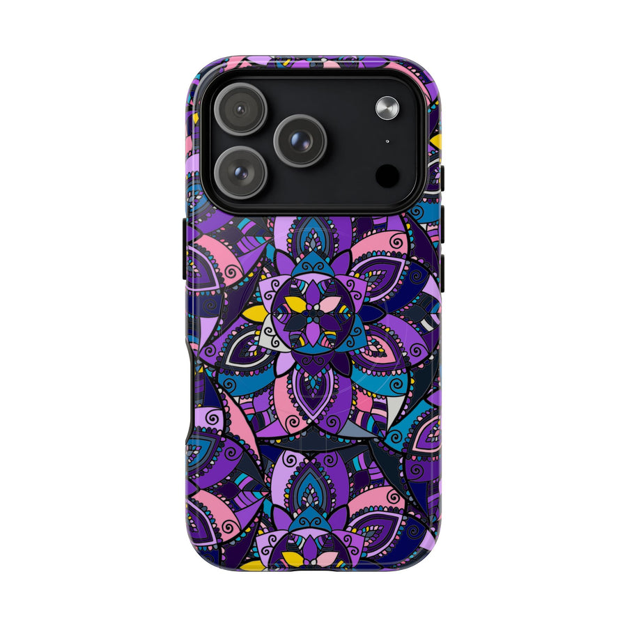 Magnetische Handyhülle — Lila Mandala Blumen-Schutzhülle