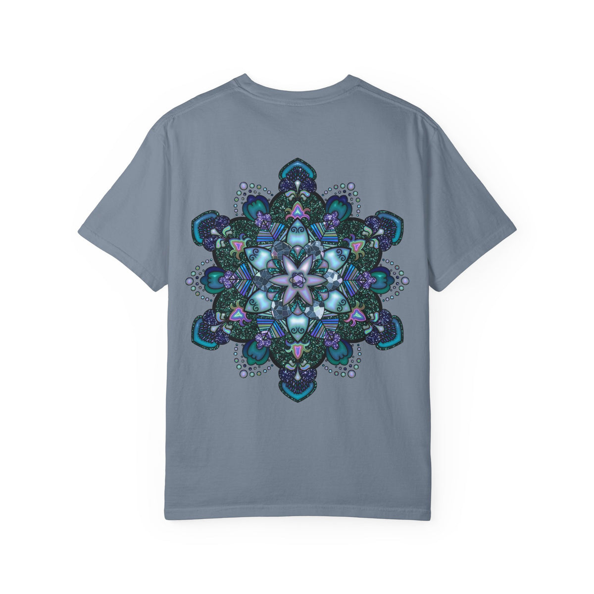 Mandala T-Shirt – Blue Purple Boho Geometric Floral Design