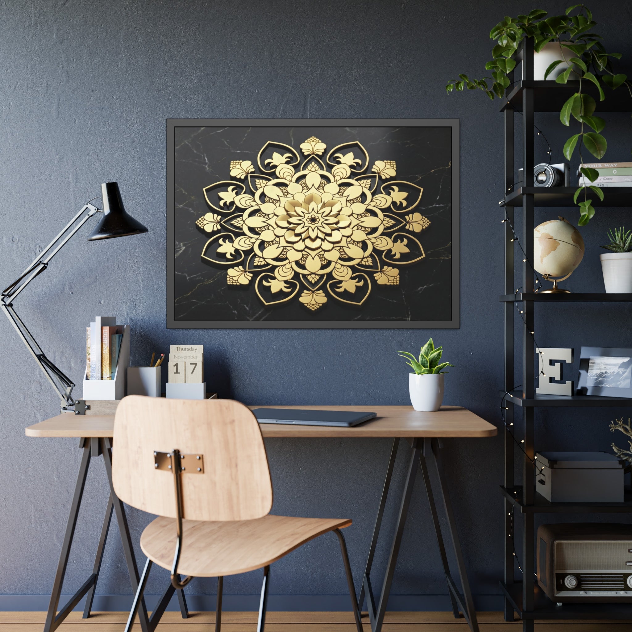 Die Vision des Alchemisten – Gerahmtes Poster aus schwarzem Marmor