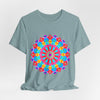 Vibrant and intricate psychedelic mandala design on a colorful t-shirt