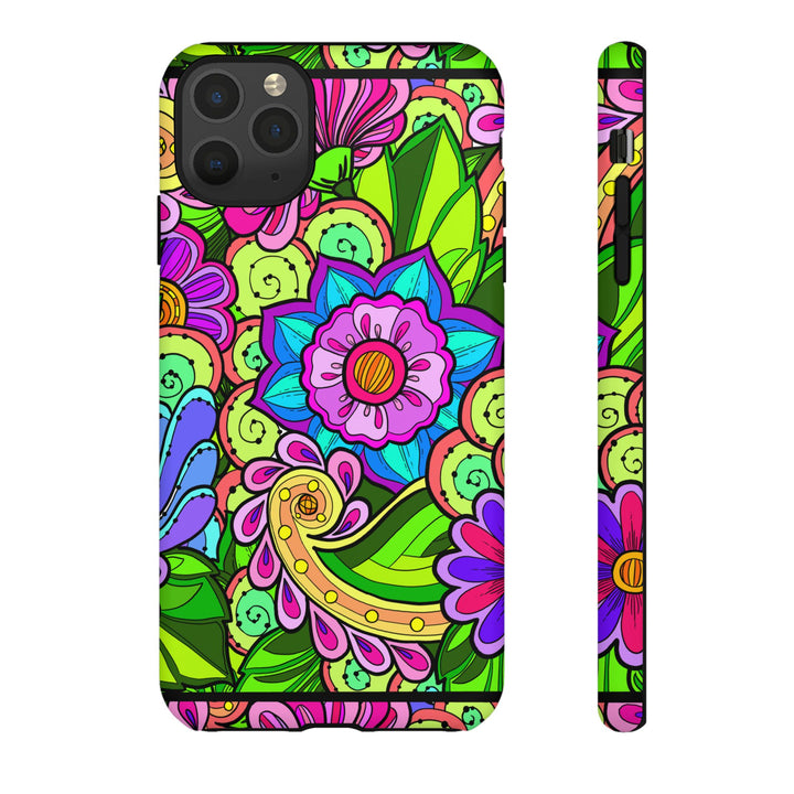Floral Fantasy iPhone and Google Pixel Case in Bright Green Palette