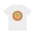 Beautiful and vibrant mandala tee featuring a peaceful and harmonious design