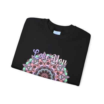 A cozy and stylish Love You Mom Unisex Heavy Blend™ Crewneck Sweatshirt, the perfect birthday gift for your amazing mom