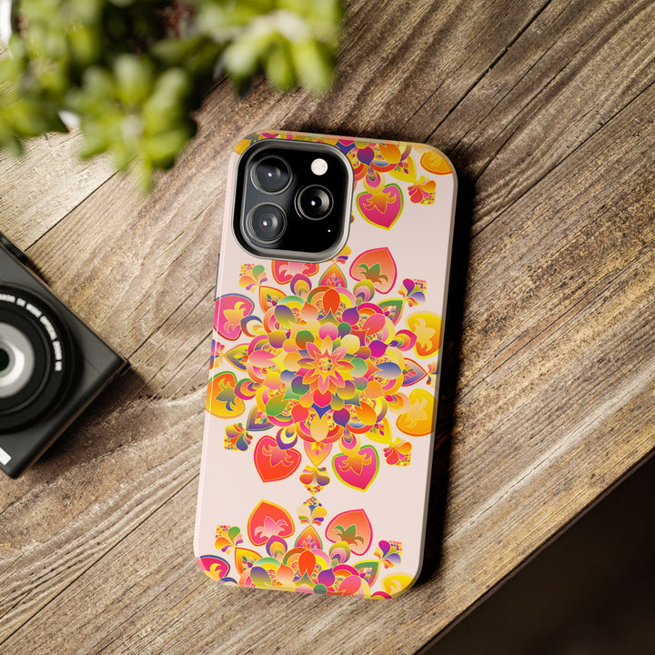 Colorful hand drawn mandala art phone case with intricate details and vibrant designs for stylish phone protection