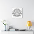 Handmade Mandala Art - Black & White Wall Art - Matte Canvas, Stretched, 125 - Intricately designed mandala artwork in black and white, perfect for decorating your walls with a matte canvas finish and 125 stretcher bars