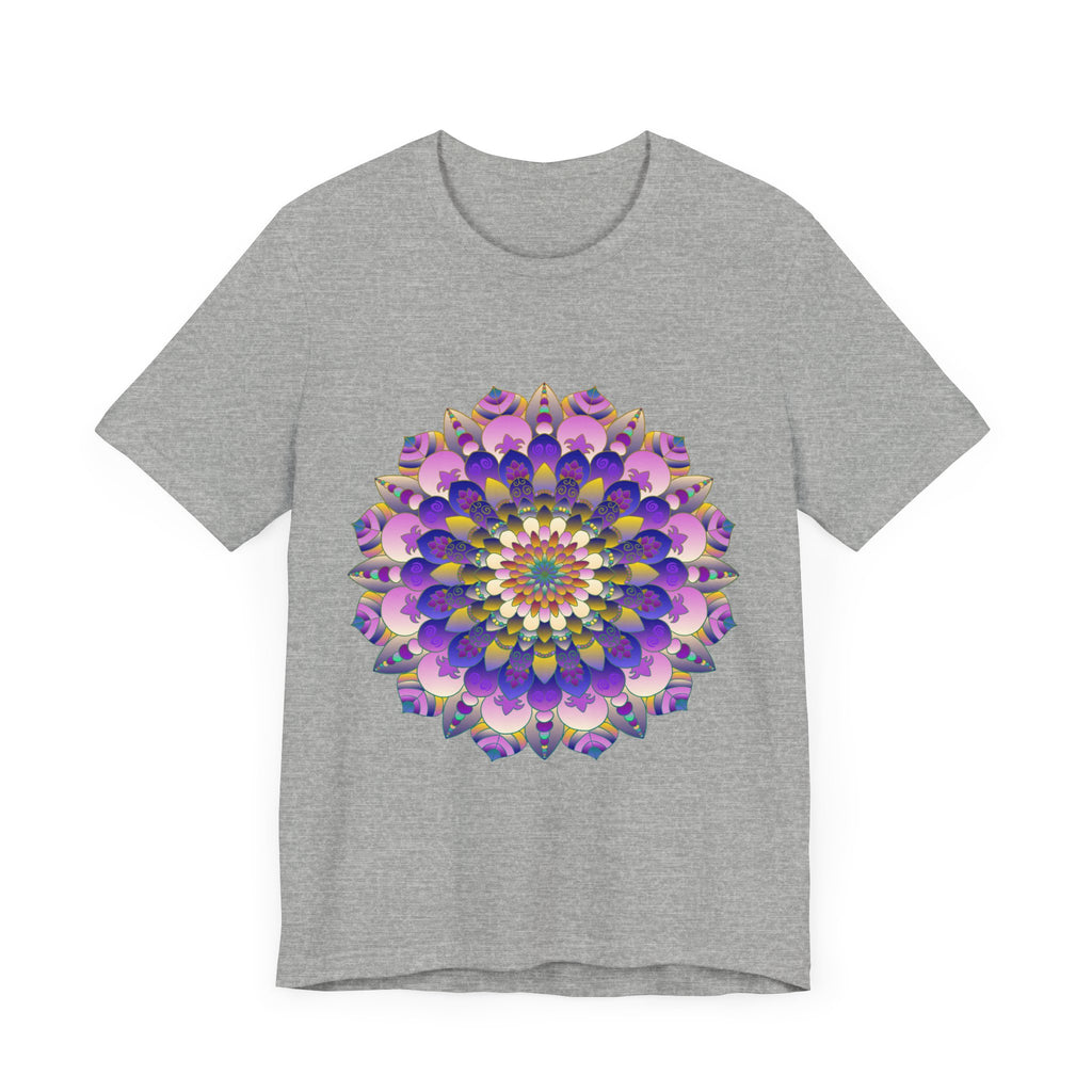 Vibrant and intricate mandala flower design on a t-shirt, perfect for spiritual art lovers