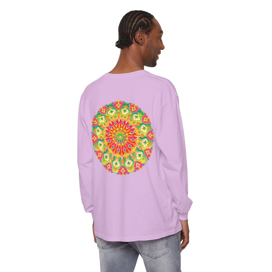 Eye-catching and unique Intricate Mandala Long Sleeve T-Shirt - Vibrant Art featuring a colorful and detailed mandala design