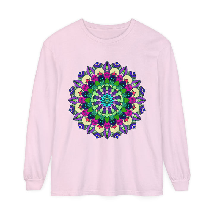 Colorful and intricate mandala design long sleeve t-shirt for both men and women