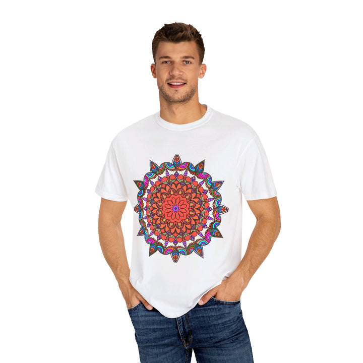 Hand-drawn mandala art unisex t-shirt made with 100% ring-spun cotton and garment-dyed for extra comfort