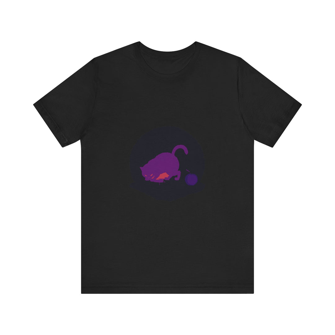 Black Cat Mystery T-Shirt with Witch Hat and Cauldron