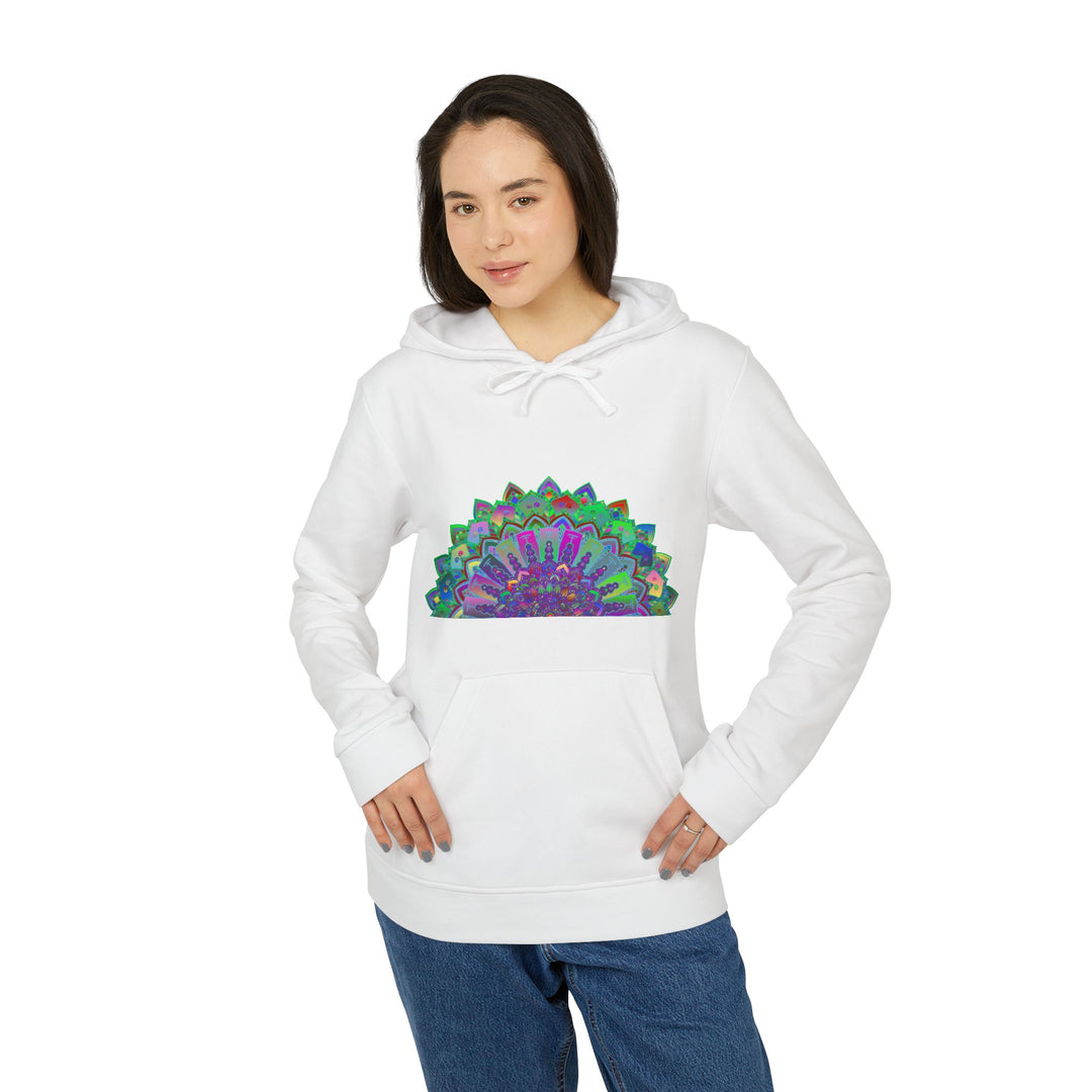 Custom Adidas Mandala Fleece Hoodie with intricate design and warm material