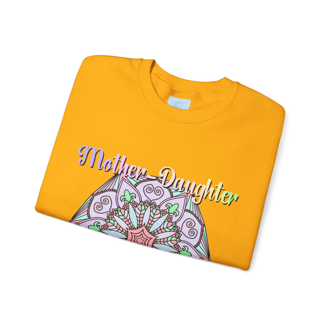 Black unisex crewneck sweatshirt with 'Mother-Daughter Bond' design, perfect birthday gift for mom