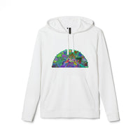 Psychedelic Mandala Adidas Fleece Hoodie in blue and purple with intricate design