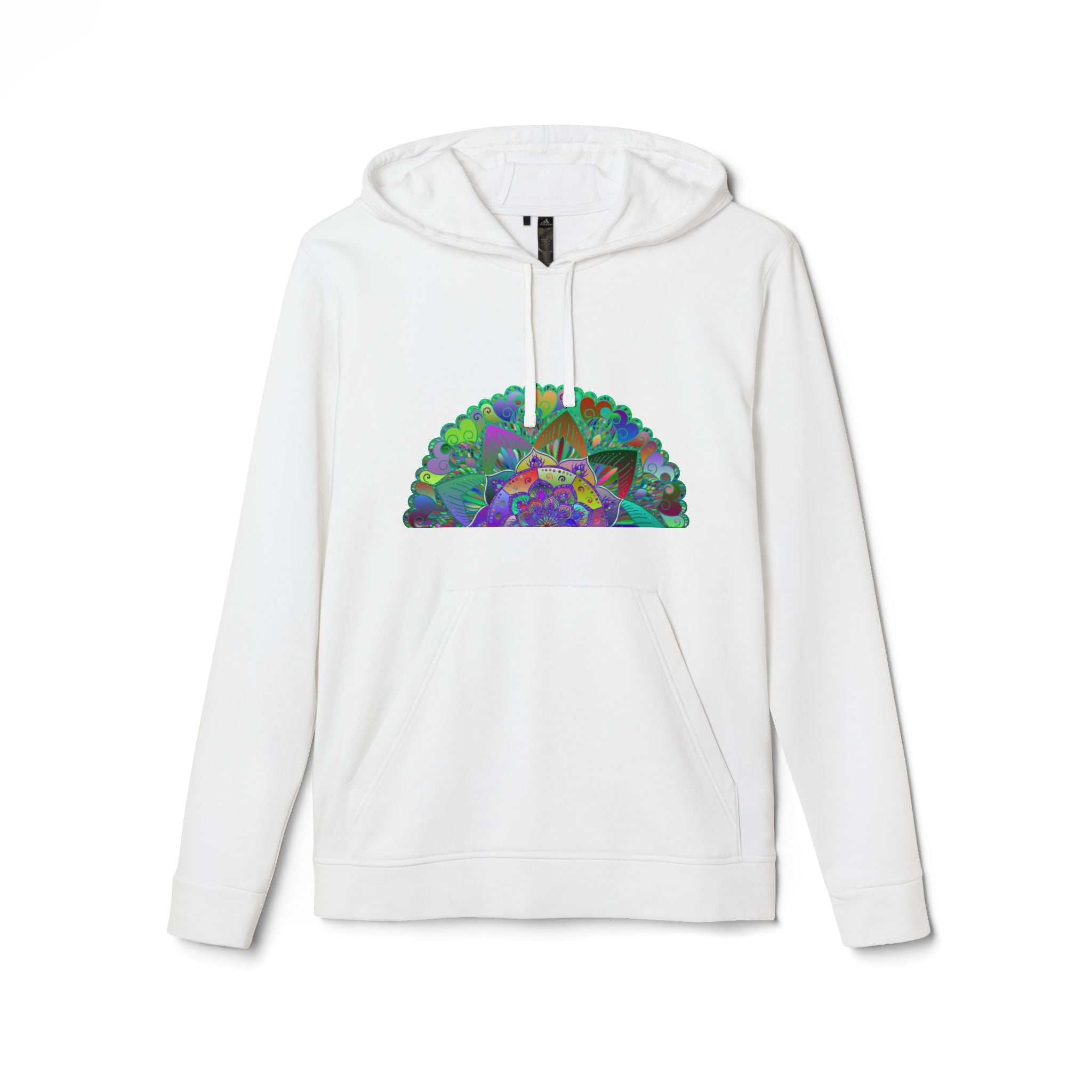 Psychedelic Mandala Adidas Fleece Hoodie in blue and purple with intricate design