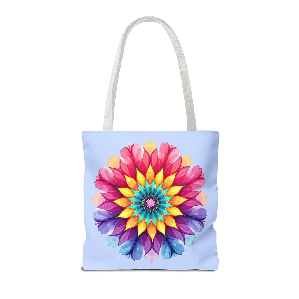 Colorful Rainbow Mandala Tote Bag with Intricate Design and Durable Material