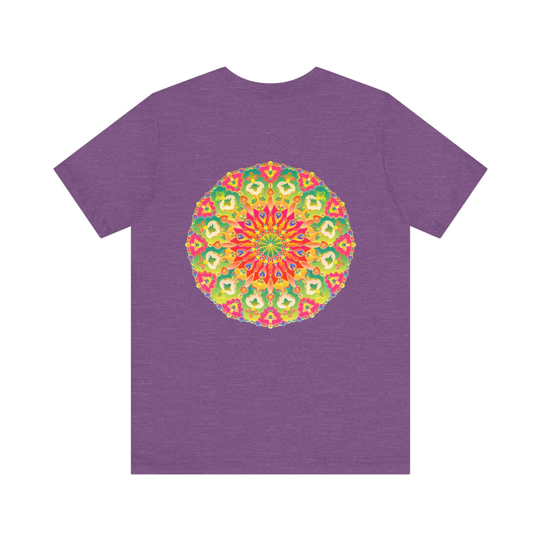 A colorful and intricately designed mandala t-shirt symbolizing spiritual peace and harmony