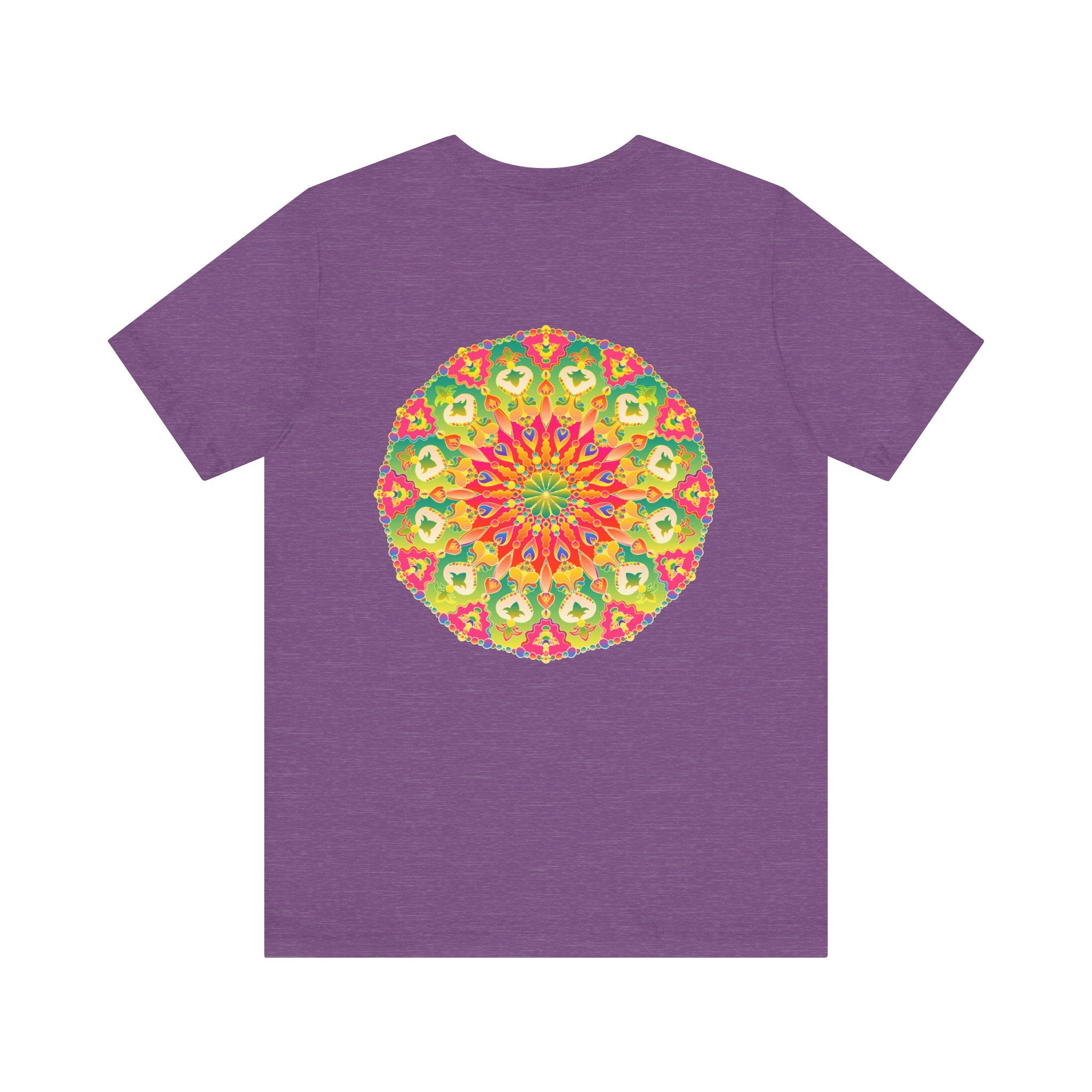 A colorful and intricately designed mandala t-shirt symbolizing spiritual peace and harmony