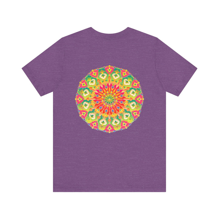 A colorful and intricately designed mandala t-shirt symbolizing spiritual peace and harmony