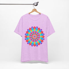 A vibrant and detailed mandala design t-shirt, featuring psychedelic art