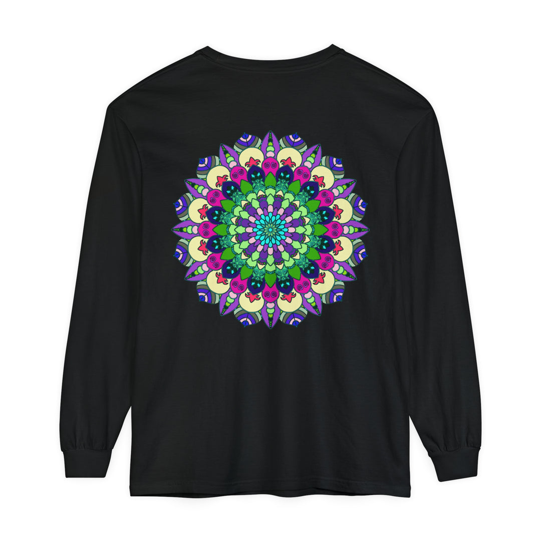 Colorful and detailed mandala design long sleeve t-shirt for both men and women