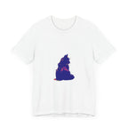 Black Cat Mystery Colorful T-Shirt with Vibrant Rainbow Colors and Playful Feline Design on Soft Cotton Fabric for Casual Wear