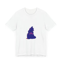 Black Cat Mystery Colorful T-Shirt with Vibrant Rainbow Colors and Playful Feline Design on Soft Cotton Fabric for Casual Wear