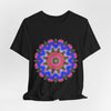 Vibrant and intricately designed Colorful Mandala Geometric T-Shirt on white background