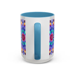 A beautiful mandala art mug featuring colorful and symmetrical designs