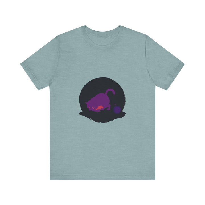 Black Cat Mystery T-Shirt with Eerie Black Cat and Mysterious Fog