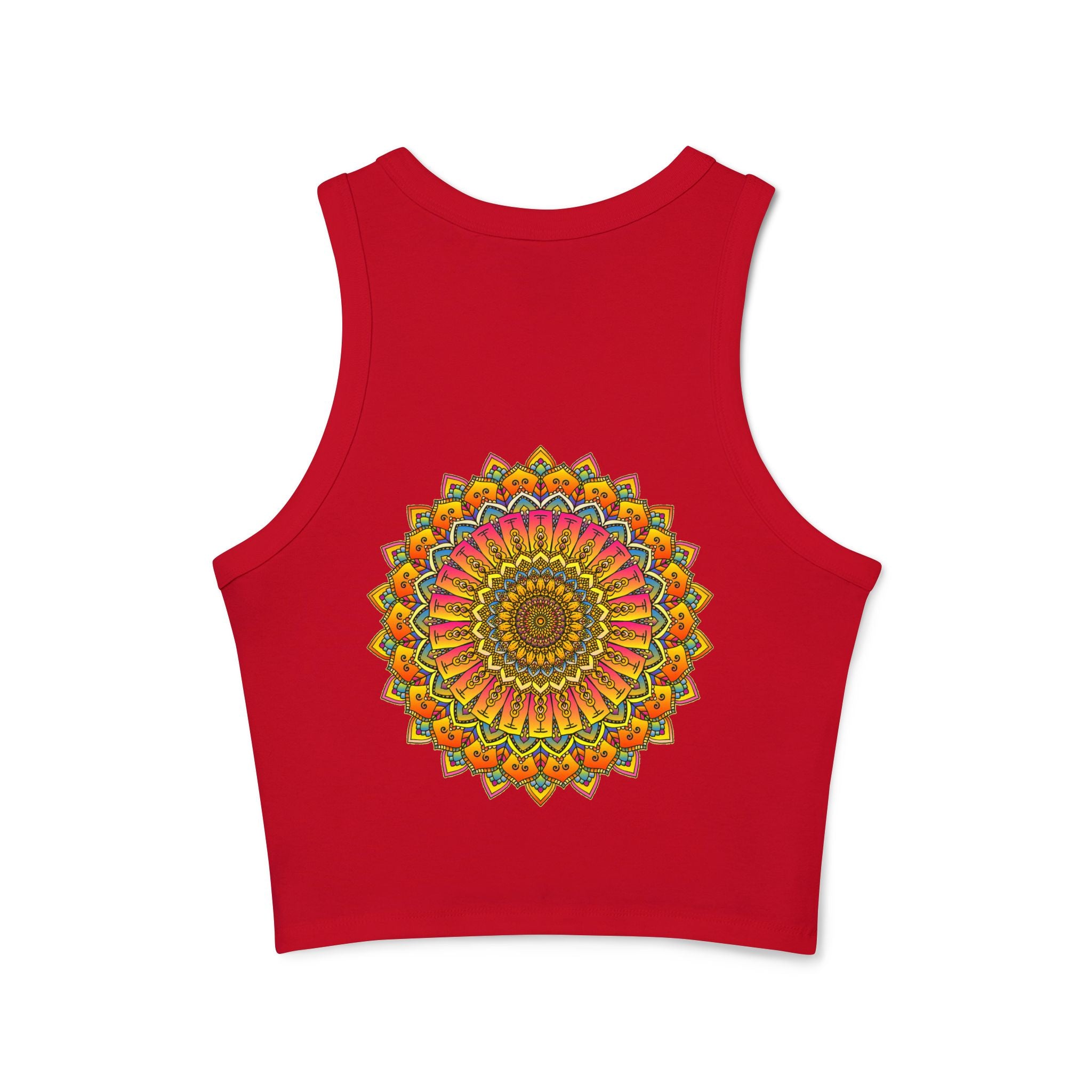 Vibrant and Flowy Racerback Tank Top with Unique Mandala Pattern